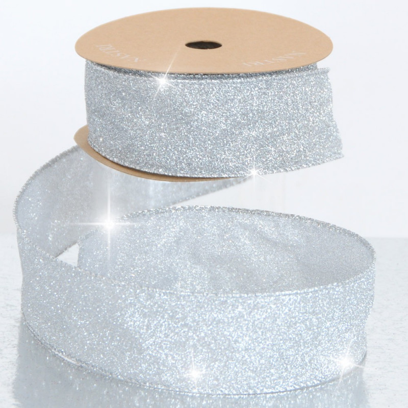 Nastri Natale Glitterati silver 38