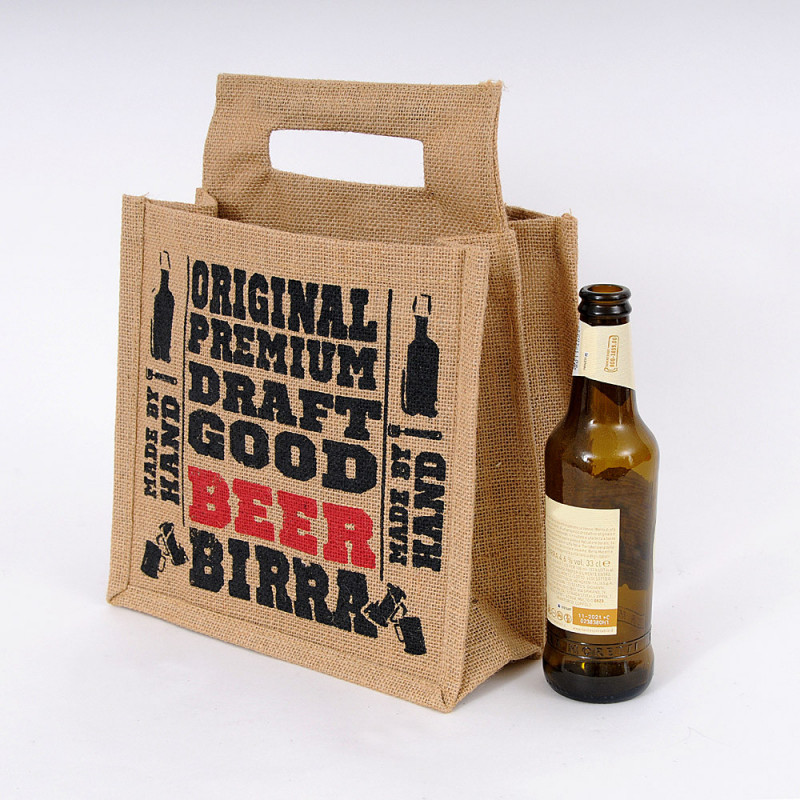 Borsa in Juta Portabottiglie di Birra