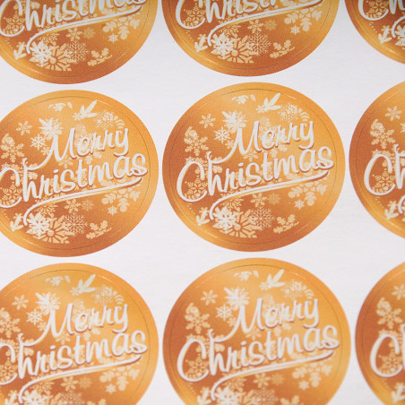 Sticker in Carta Oro con Stampa Merry Christmas