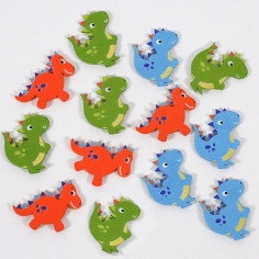 Sticker Dinosauri in Legno con Adesivo - Mis. Ø Cm 4, Confezione da 12 Dinosauri