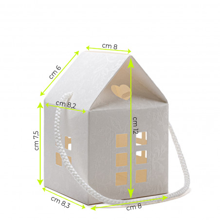 Scatolina a Casetta in Cartoncino Bianco Harmony piccola davanti