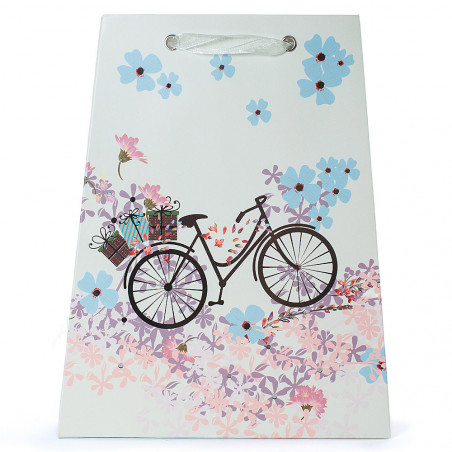 Borsa in Carta con Maniglia in Organza - Fantasia Bicicletta