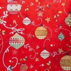 Foglio in Carta Regalo - Natale rosso con palle