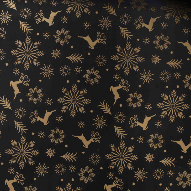 Rotolo in Polipropilene Stampa Oro Natale nero texture
