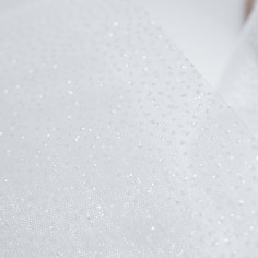 Nastro in Organza con Glitter - Inverno bianco texture