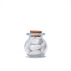Vasetto in Vetro con Tappo in Sughero - Forma Tondeggiante piccolo con confetti