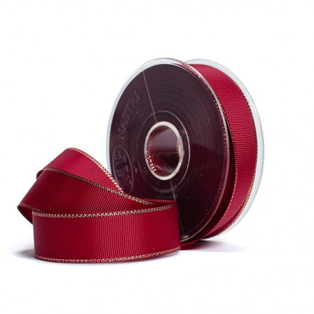 Nastro in Gros Grain con Bordo Metallizzato medio bordeaux