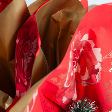 Tondi Porta Panettone con Stampa a Fiori rosso