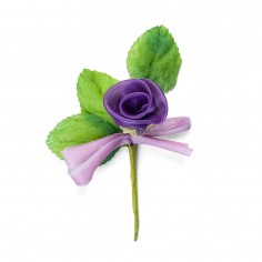 Pick Bocciolo di Rosa Viola in Organza - Confezione da 12 Rose