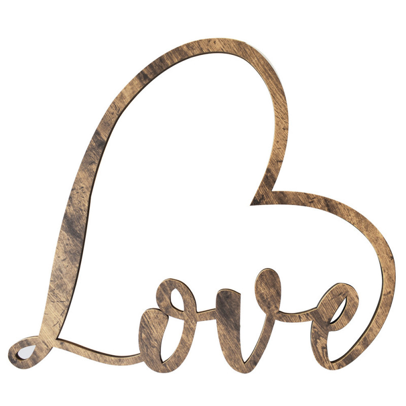 Scritta Love e Cuore in Legno - Mis. Cm 61x55H