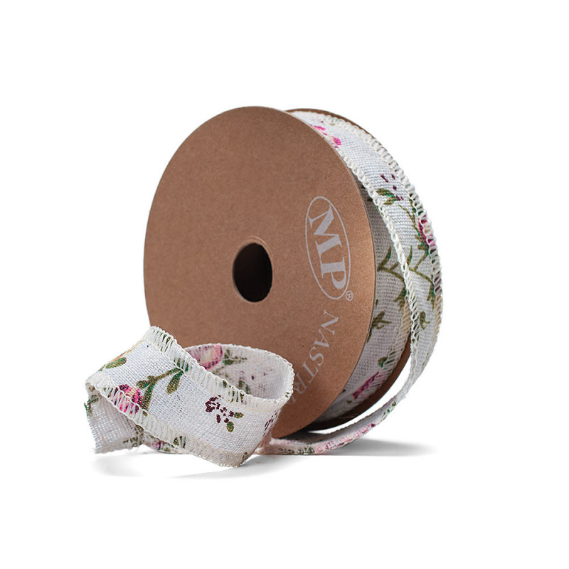 Nastro in Cotone Naturale con Stampa Rose - Nancy piccolo