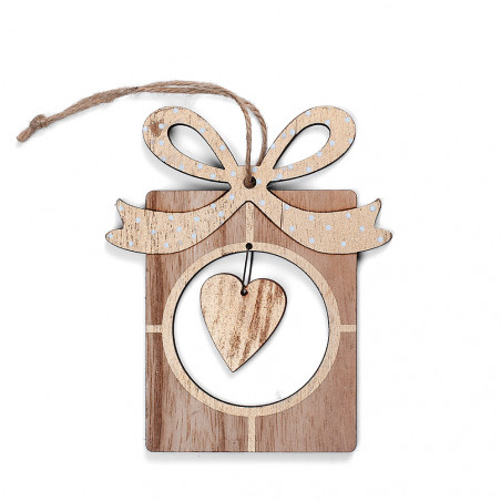 Pendagli in Legno Pacco Regalo - Mis. Cm 6,5x11H, Confezione da 3Pz Assortiti