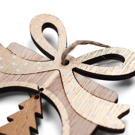 Pendagli in Legno Pacco Regalo - Mis. Cm 6,5x11H, Confezione da 3Pz Assortiti