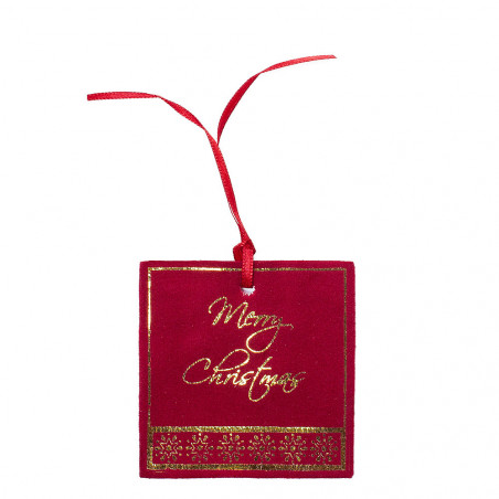 Tag in Simil Velluto con Merry Christmas - Mis. Cm 7x7H, Confezione da 6Pz