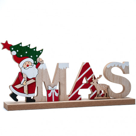 Scritta Xmas in Legno - Mis. Cm 24x4,5x11H