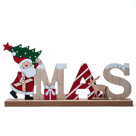 Scritta Xmas in Legno - Mis. Cm 24x4,5x11H