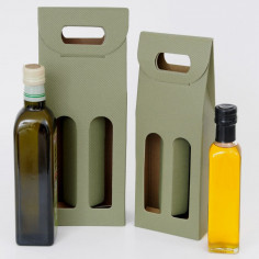 Scatole Olio Grappe: da  2 bottiglie finestra e maniglia linea verde