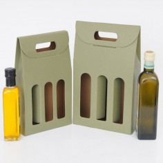 Scatole Olio Grappe: da  3 bottiglie finestra e maniglia linea verde